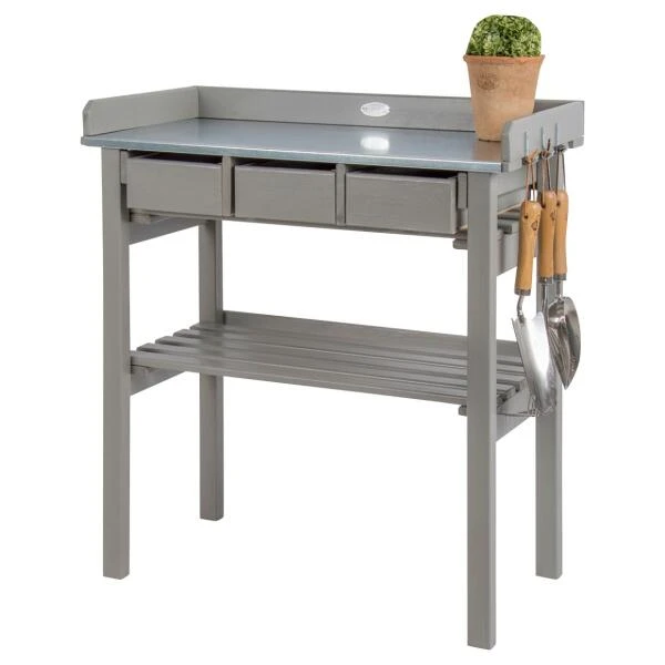 ESSCHERT DESIGN Werktafel Met Lades - Oppottafel (grijs) - Afbeelding 3