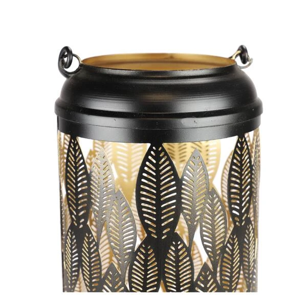 Lantaarn Bladmotief Zwart - 45 × 25 Cm - Afbeelding 2