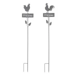 Tuinsteker Regenmeter Grijs - Hen En Haan - Set Van 2 Stuks