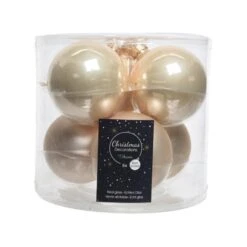 Kerstballen Glas Ø 8 Cm - Parel - Set Van 6 Stuks