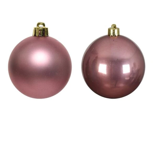 Kerstballen Glas Ø 8 Cm - Velours Roze - Set Van 6 Stuks - Afbeelding 2