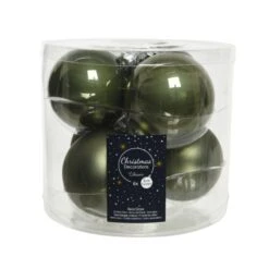 Kerstballen Glas Ø 8 Cm - Mosgroen - Set Van 6 Stuks