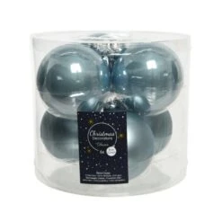 Kerstballen Glas Ø 8 Cm - Mistig Blauw - Set Van 6 Stuks