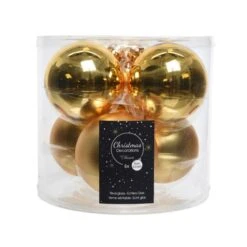 Kerstballen Glas Ø 8 Cm - Licht Goud - Set Van 6 Stuks
