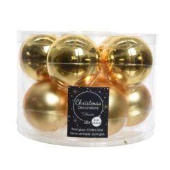 Kerstballen Glas Ø 6 Cm - Licht Goud - Set Van 10 Stuks