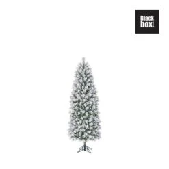 Kunststof Kerstboom Chandler Slim Frosted Black Box - 155 Cm