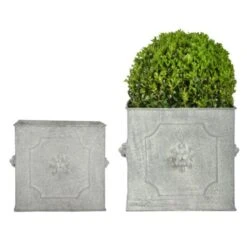 ESSCHERT DESIGN Bloembak Leeuw Vierkant - Metaal - Set Van 2 Stuks