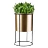 Bloempot Goud Met Staander - Ø 18,5 X 31 Cm