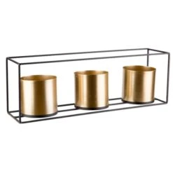 Bloempotten Goud 3 × In Houder - Metaal