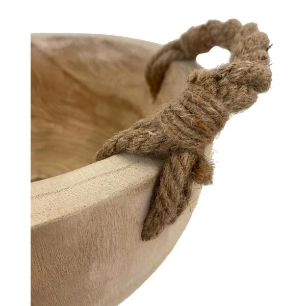 Bowl In Hout Met Jute Handgrepen - Ø 30 × 14 Cm - Afbeelding 3