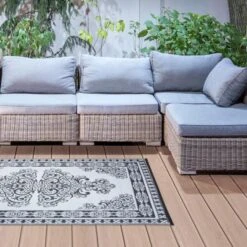 ESSCHERT DESIGN Tuintapijt Perzisch Zwart/wit 180 × 120cm
