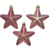 Kerstster - Fluweel Roze - Set Van 6 Stuks