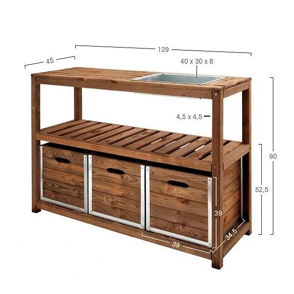 Luxe Oppottafel - 129 × 45 × 90 Cm - Afbeelding 4