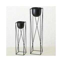 Plantenstandaard Kumbo - Zwart - Set Van 2 Stuks