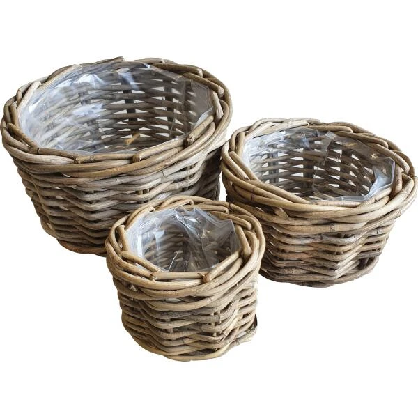 Rieten Manden - Set Van 3 Stuks