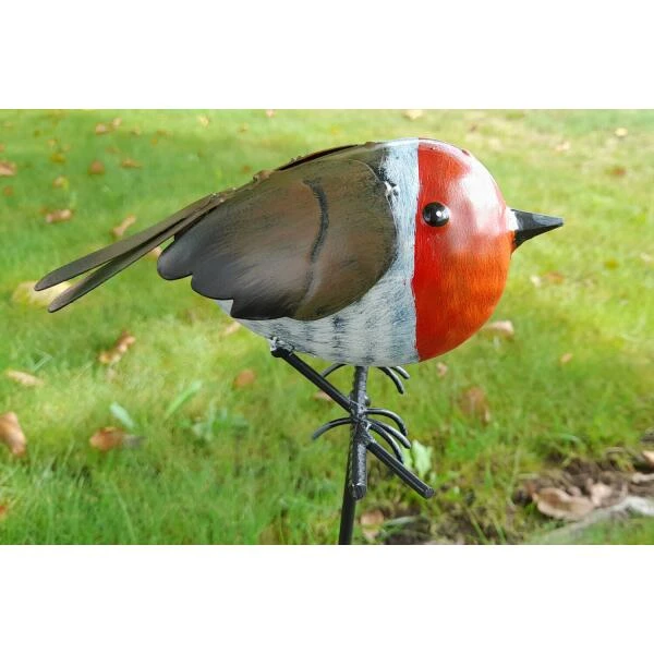Roodborstje Metaal Op Stok