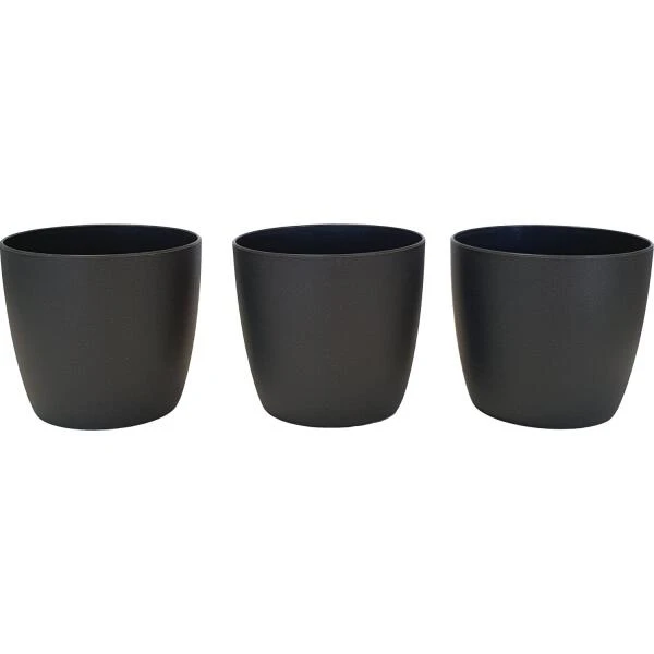Set Bloempot Ella Ø 7 Cm - Mat Antraciet - Set Van 3 Stuks
