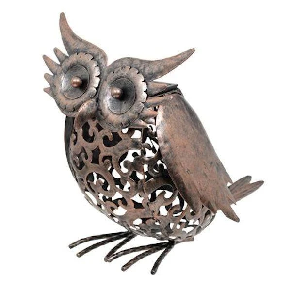 Uil In Metaal Met Verlichting Op Zonne-energie - Afbeelding 2